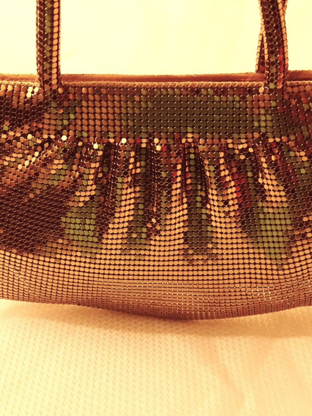 Whiting and Davis Gold Mesh Handbag 9" x 6" Vintage - Picture 8 of 11